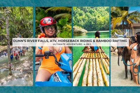 Dunn's River Falls, ATV, Ridning och Bamboo Rafting Tour
