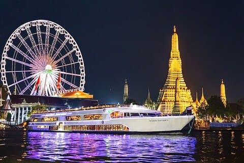 Bangkok : dîner-croisière sur l'orchidée blanche Chao Phraya, bière gratuite