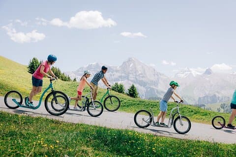 チューリッヒ発、アデルボーデンでのアルプスの家族で楽しめるハイキングとサイクリング旅行