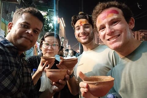 Dashashwamedh Ganga Arati from balcony with Street Food Tour