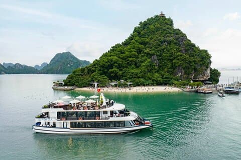 Excursión de un día de lujo en crucero Pamela de 5 estrellas en la bahía de Halong