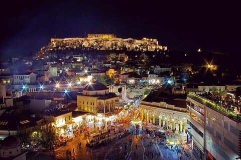 Visite à pied nocturne à Athènes