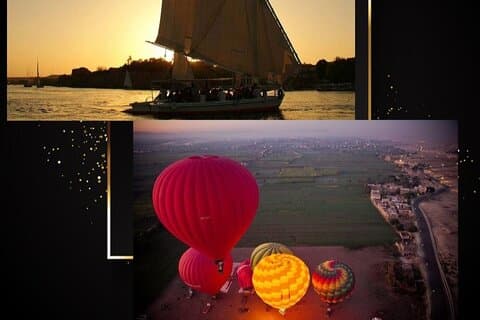 Zwei Touren in Luxor: Ballonfahrt bei Sonnenaufgang und Felukenfahrt bei Sonnenuntergang