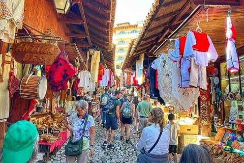 Kruja castle, the old Bazaar & Sarisalltik- Departure from Tirana