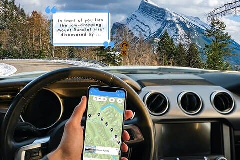 Recorrido en automóvil con audio por teléfono inteligente entre Banff y Calgary