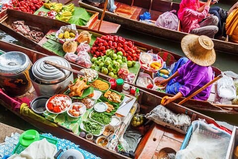 Damnoen Saduak Floating Market & Maeklong Railway saindo de Banguecoque