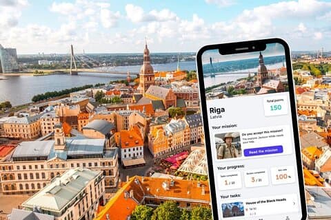 Riga Exploration Game og City Tour på telefonen