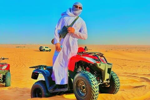 Dîner barbecue dans le désert de Dubaï, balade à dos de chameau et quad