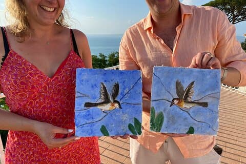 Taller de pintura al fresco y aperitivo con vistas al mar en la costa de Sorrento