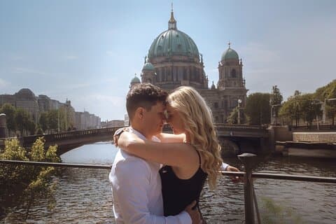 Séance photo de couple romantique au cœur de Berlin