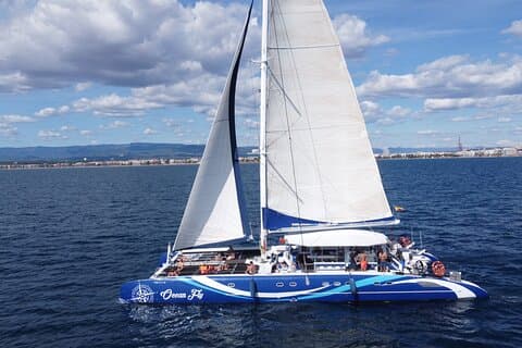 Crucero en catamarán con bebidas, comida y parada para nadar