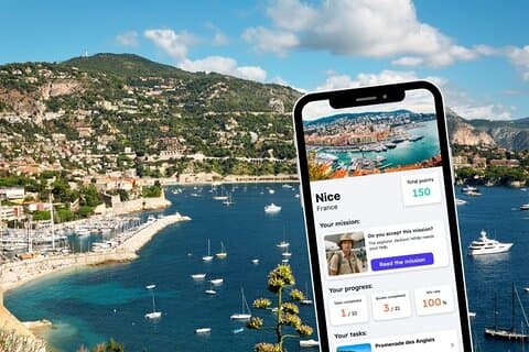 携帯電話でフランスのニースを探索するゲームと市内観光