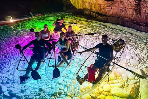 Pula: Sunset/Night-time Illuminated Transparent Kayak Tour