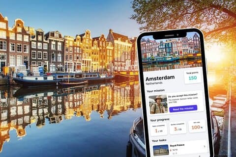 Amsterdam Exploration Private Game and City Tour på telefonen