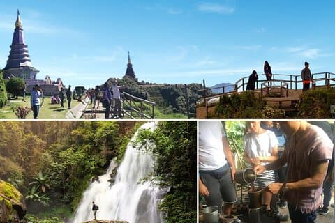 Excursión de un día a Doi Inthanon: pagodas gemelas, caminatas suaves, plantación de café