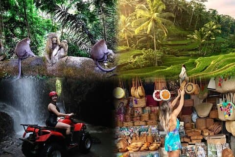 Tour di un'intera giornata alla foresta delle scimmie ATV di Bali e alla terrazza del riso