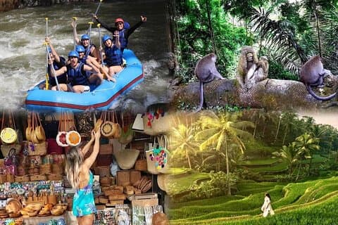 Heldagstur till Ubud Bali Forsränning, apskog och risterrass