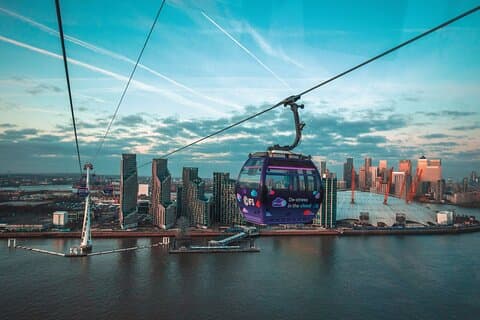 London Cable Car + Uber Boat Hop-On Hop-Off 1 Dia Rio Pass