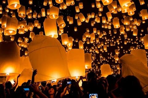 Yeepeng Lanna Sky Lantern Festival 2024 from Chiang Mai