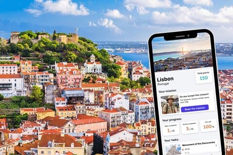 Lisboa Exploration Private Game and City Tour på telefonen