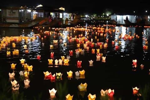 Floating Flower Lantern River Boat Ride at Night