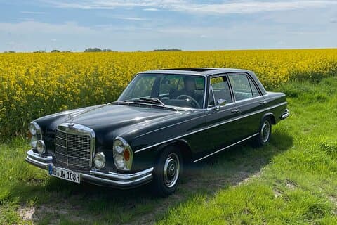 Rent classic Mercedes 280 SEL (W108) for a day trip
