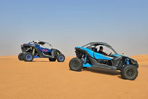 Dubai: Ochtend CaNam Buggy Safari met Sandboarden & Camel Ride