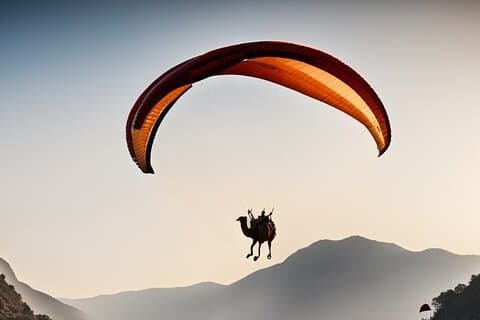 parapente no deserto de Agafay com passeio de camelo