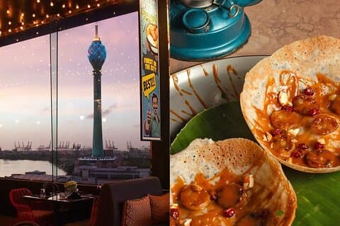 屋上バーでのコロンボ・スリランカン・ストリート・フード・テイスティング