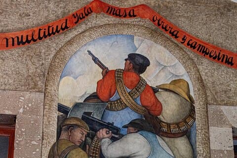 Diego Rivera in het Levende Museum voor Muralisme