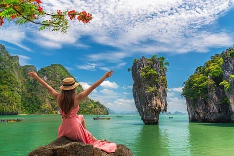 James Bond och Hong Island kanot med motorbåt från Krabi