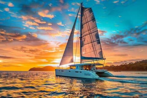 Costa Rica Catamaran: Plongée avec tuba, Coucher de soleil, Boissons et bouchées fraîches
