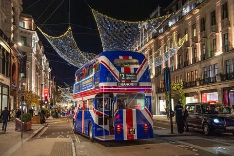 Tour de luces y bocados de Navidad en Londres