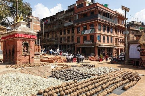 Durbar-pladsen og keramik i Bhaktapur