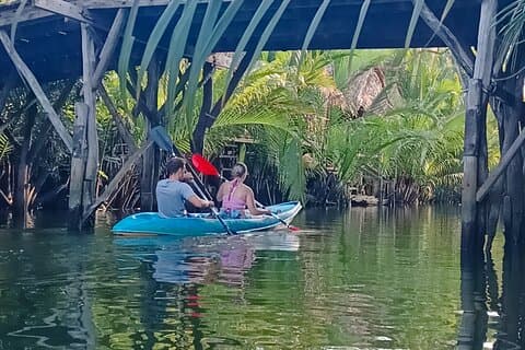 Guided Kayak trip around Green Cathedral outside Kampot, Sunset