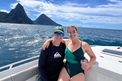 Private Boat Charter St. Lucia, boat tour to Soufriere. Half day.