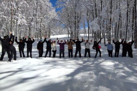Snowshoeing on Mount Arioso in the Apennines National Park