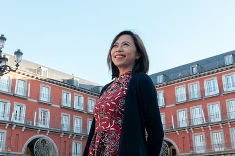 Sessão de fotos privada na Plaza Mayor em Madri