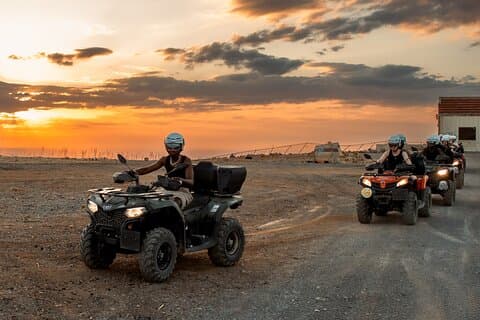 Crete: Sunset Quad Safari with Cave, Beach & Olive Oil Tasting