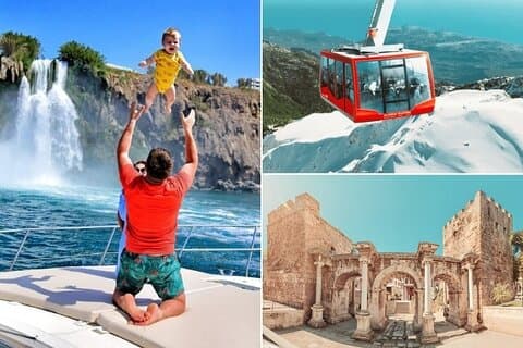 Antalya: Visita guiada da cidade velha com carrinho de cabo e cachoeiras e passeio de barco