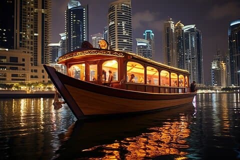Luxury Dhow Dinner Cruise at Dubai Marina with Dinner & Transfers
