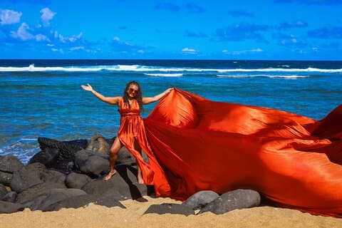 Séance photos de robe volante à Playa del Carmen