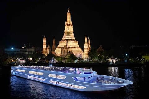 Luksus hvit middag cruise på Chao Phraya River