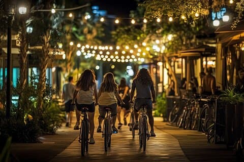 Tour nocturno en bicicleta por Orlando : un paseo divertido por la vida nocturna de la ciudad