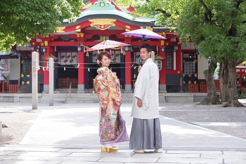Kimono Fotoupplevelse på Goryo Shrine, Osaka