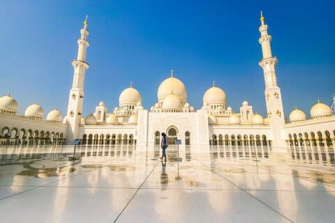 Abu Dhabi Dagstur med Grand Mosque Golden Hour Solnedgang Besøg