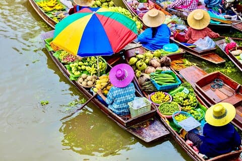 Bangkok : Mercado flotante privado y mercado de trenes