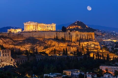 Coucher de soleil et clair de lune Private Athens Night Private Tour up 18pax