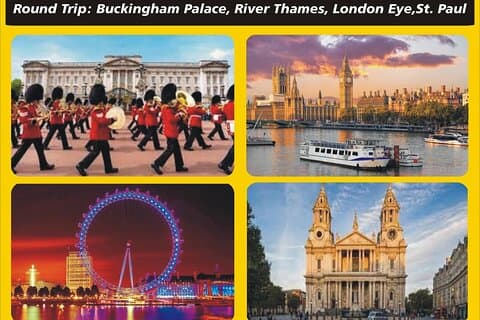 Viagem rodada: Palácio, River Thames, London Eye, Catedral de St. Paul