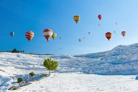 Pamukkale varmluftsballongtur över travertiner